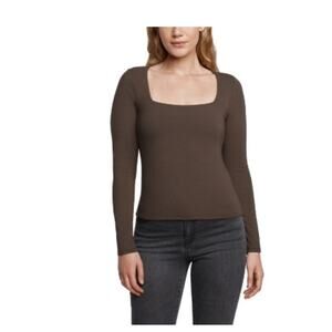 Express Women's Square Neck Top Brown Size L